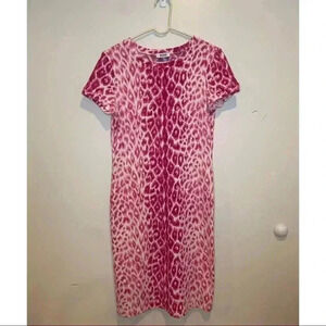 Vintage Moschino Cheap & Chic Pink Leopard Knit Wool Dress